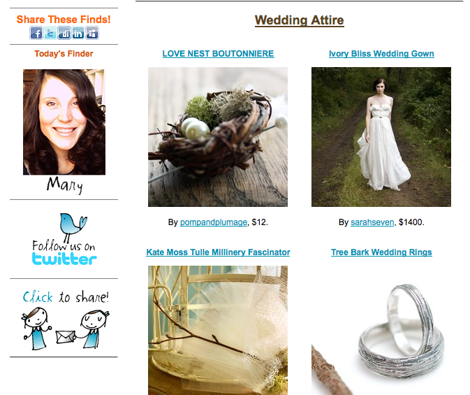 Images and Content from Etsy.com newsletter